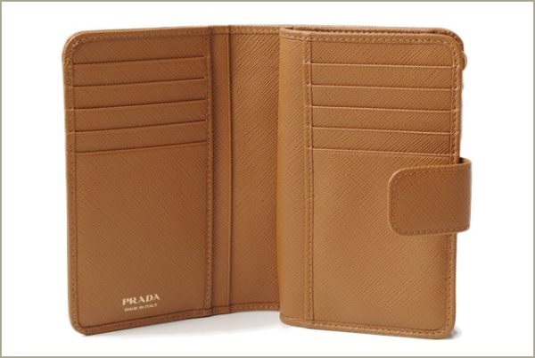 p 18 028 2 Prada Folding Wallet Saffiano Metal Caramel