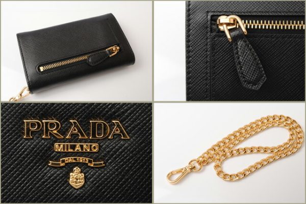 p 18 038 5 Prada Folding Wallet Chain Black