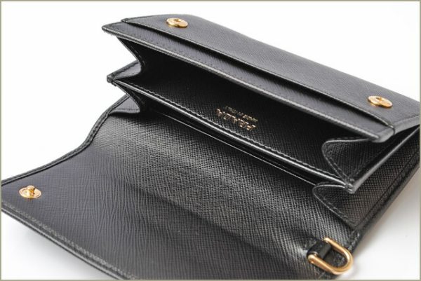 p 18 038 6 Prada Folding Wallet Chain Black