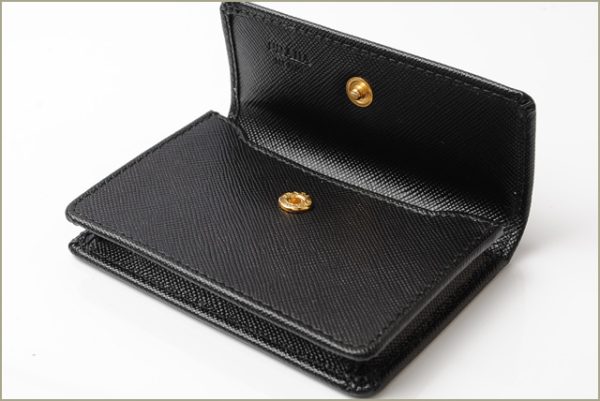 p 18 040 3 Prada Card Case Coin Case Saffiano Metal Nero