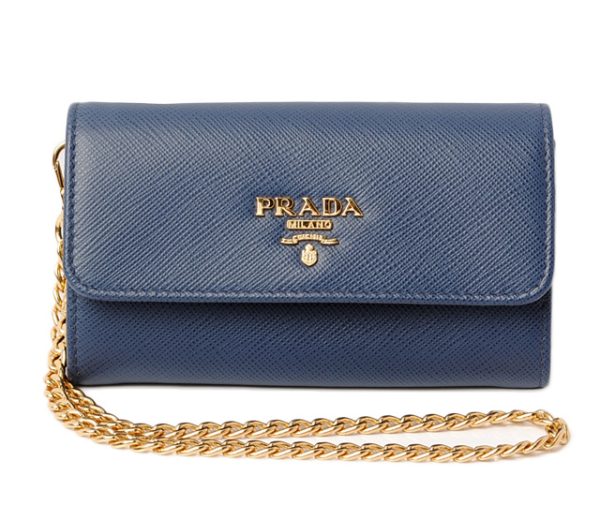 p 18 042 1 Prada Mini Wallet Folding Wallet Chain Saffiano Bluette