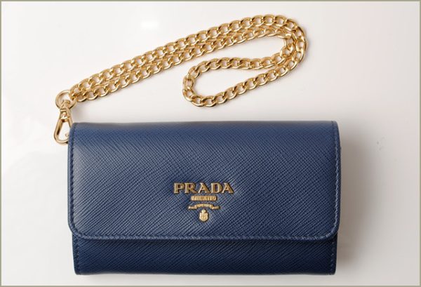 p 18 042 2 Prada Mini Wallet Folding Wallet Chain Saffiano Bluette