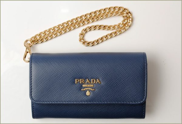 p 18 042 2 Prada Folding Wallet Chain Blue