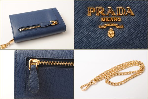 p 18 042 4 Prada Mini Wallet Folding Wallet Chain Saffiano Bluette