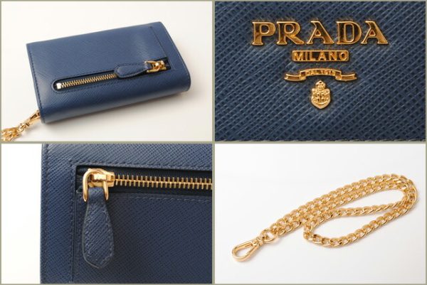 p 18 042 4 Prada Folding Wallet Chain Blue