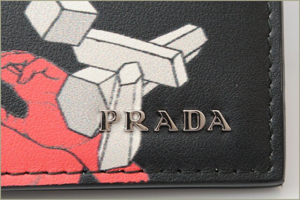 p 18 065 5 Prada Folding Wallet Comic Black