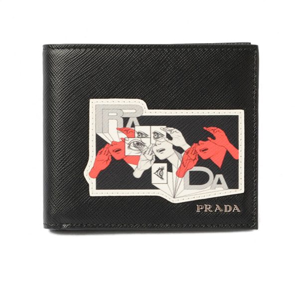 p 18 069 1 Prada Folding Wallet Comic Black