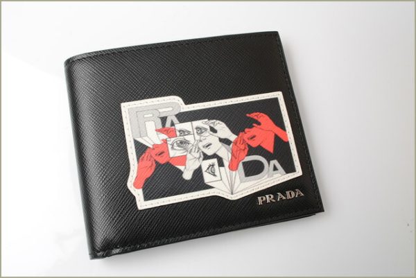 p 18 069 2 Prada Folding Wallet Comic Black