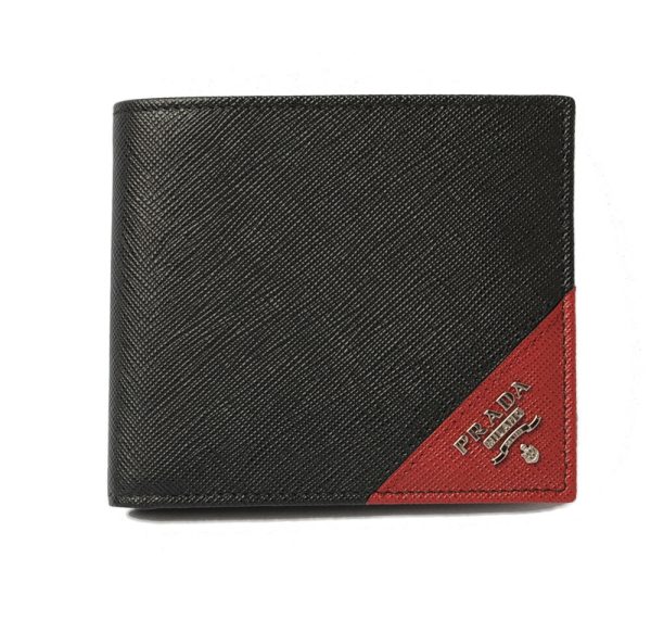 p 18 072 1 Prada Folding Wallet Saffiano Black Ruby