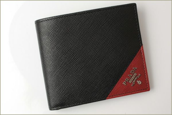 p 18 072 2 Prada Folding Wallet Saffiano Black Ruby