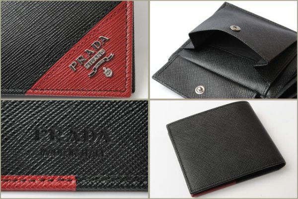 p 18 072 5 Prada Folding Wallet Saffiano Black Ruby