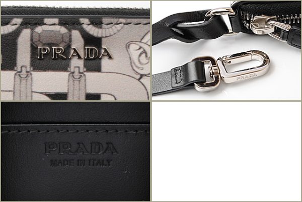 p 18 077 6 Prada Coin Case Mini Pouch Saffiano Strap Key case Nero Black