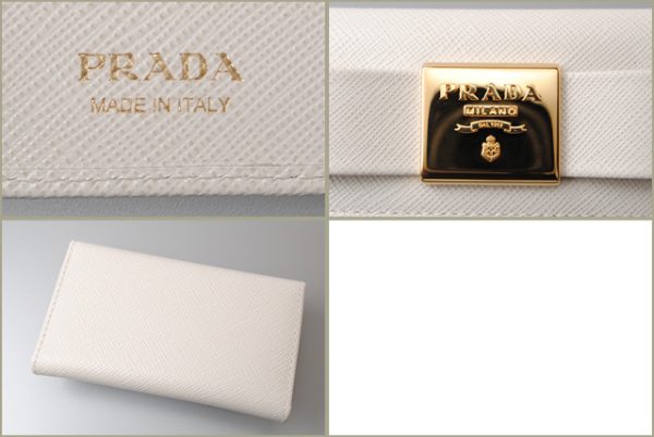 p 18 122 5 Prada Key Case Key Chain 6 Rows Saffiano Fiocco Talco