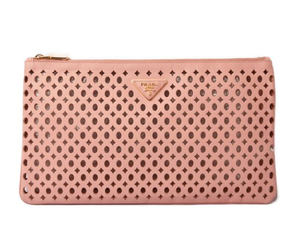 p 18 134 1 Prada Clutch Bag Flat Pouch Punching Rose