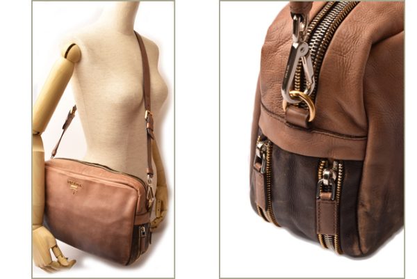 p 18 135 2 Prada Two Way Shoulder Bag Brown Beige