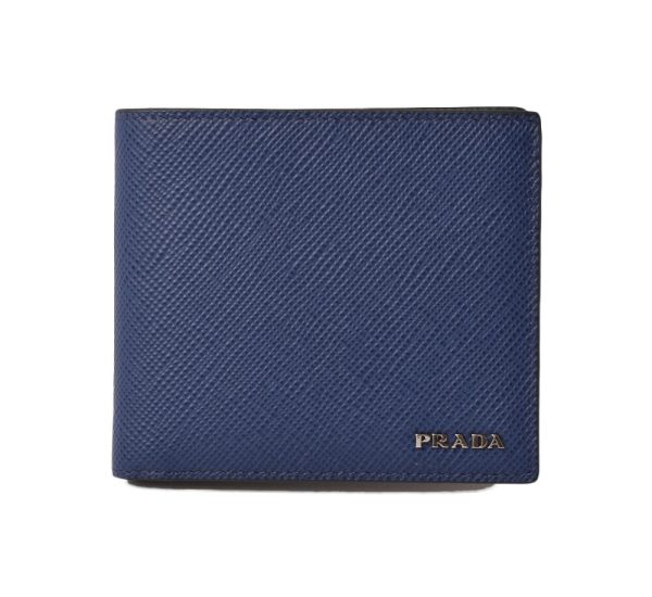 p 18 140 1 Prada Folding Wallet Bill Saffiano Cuir Blue Black