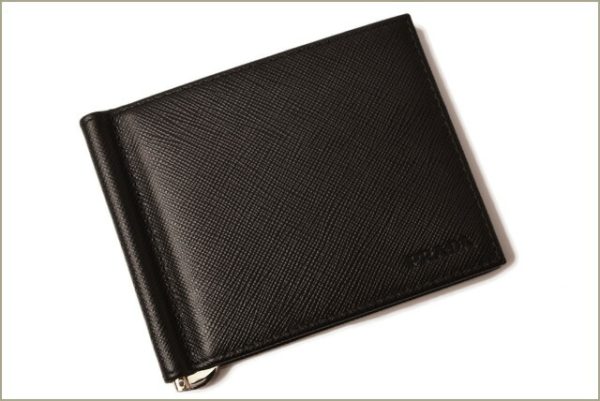 p 18 150 2 Prada Money Clip Folding Wallet Saffiano Nero