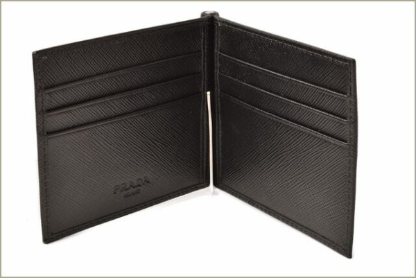 p 18 150 3 Prada Money Clip Folding Wallet Saffiano Nero