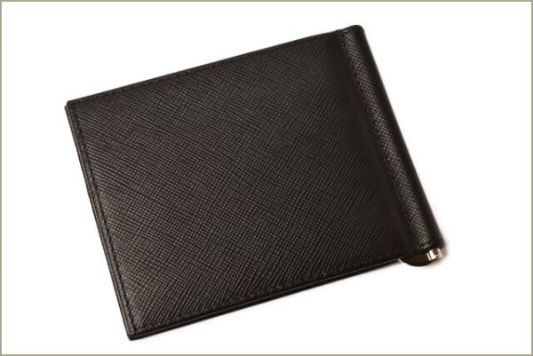 p 18 150 5 Prada Money Clip Folding Wallet Saffiano Nero