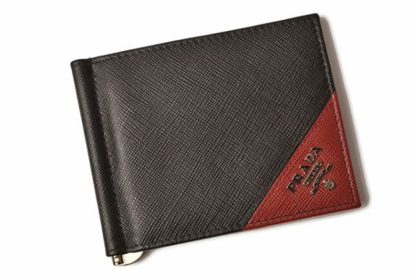 p 18 151 2 Prada Money Clip Folding Wallet Black Red