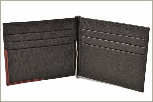 p 18 151 4 Prada Money Clip Folding Wallet Black Red