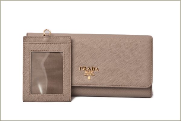 p 18 155 2 Prada Long Wallet Pass Case Saffiano Argilla