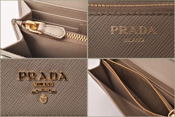 p 18 155 7 Prada Long Wallet Pass Case Saffiano Argilla