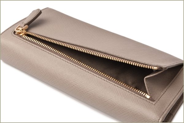 p 18 155 8 Prada Long Wallet Pass Case Saffiano Argilla