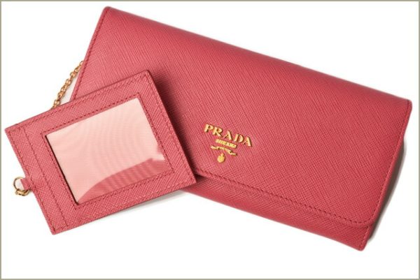 p 18 156 3 Prada Long Wallet Pass Case Saffiano Peonia