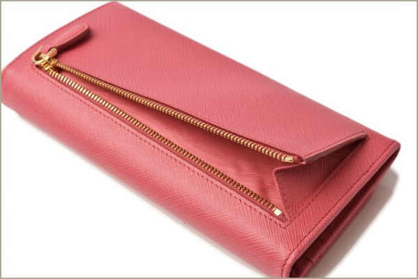 p 18 156 4 Prada Long Wallet Pass Case Saffiano Peonia