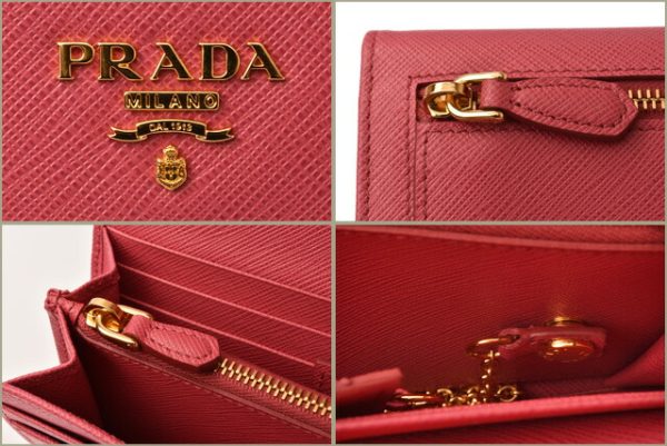 p 18 156 6 Prada Long Wallet Pass Case Saffiano Peonia