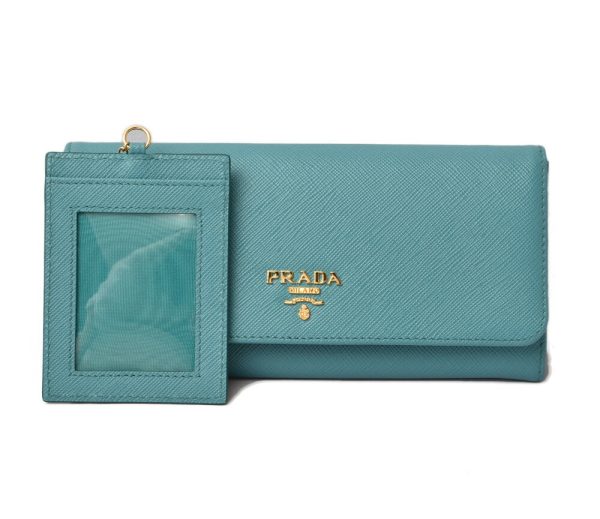 p 18 161 1 Prada Long Wallet Pass Case Saffiano Turchese