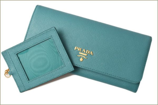 p 18 161 2 Prada Long Wallet Pass Case Saffiano Turchese