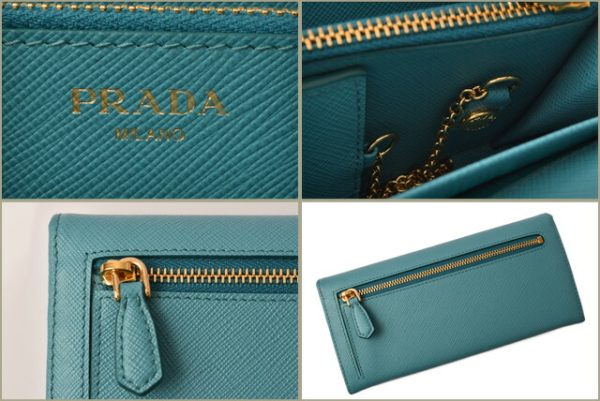 p 18 161 6 Prada Long Wallet Pass Case Saffiano Turchese