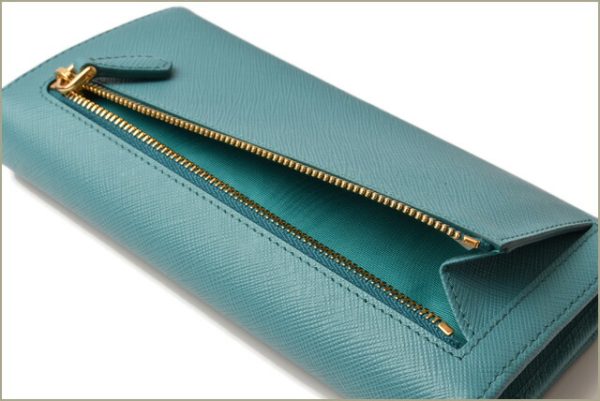 p 18 161 8 Prada Long Wallet Pass Case Saffiano Turchese