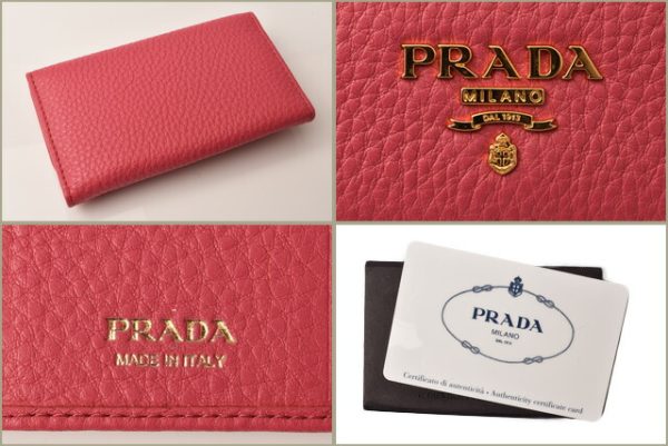 p 18 183 4 Prada Key Case Key Chain 6 Rows Vitello Grain Peonia