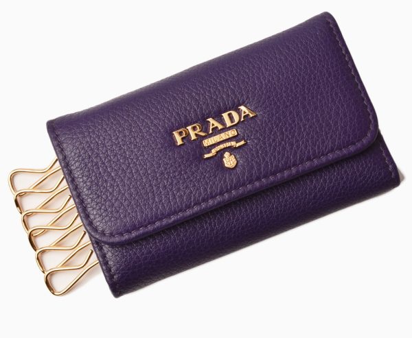 p 18 184 1 Prada Key Case Key Chain 6 Rows Vitello Grain Viola