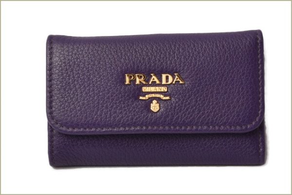 p 18 184 3 Prada Key Case Key Chain 6 Rows Vitello Grain Viola