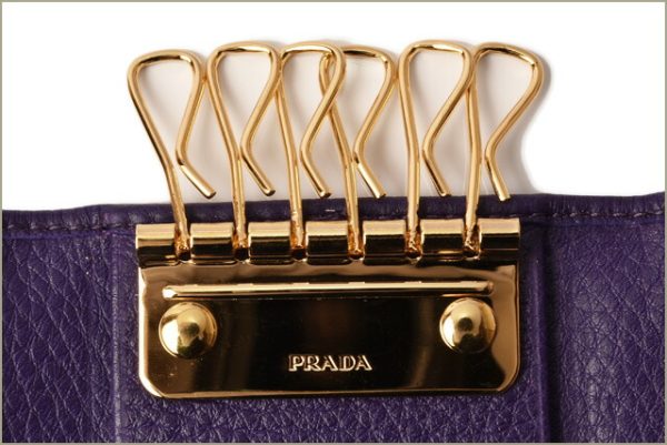 p 18 184 5 Prada Key Case Key Chain 6 Rows Vitello Grain Viola