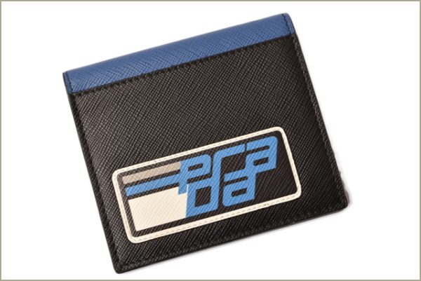 p 18 218 2 Prada Folding Wallet Patchwork Black Azzurro