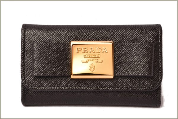 p 18 223 2 Prada Key Case Key Chain 6 Rows Saffiano Fiocco Nero