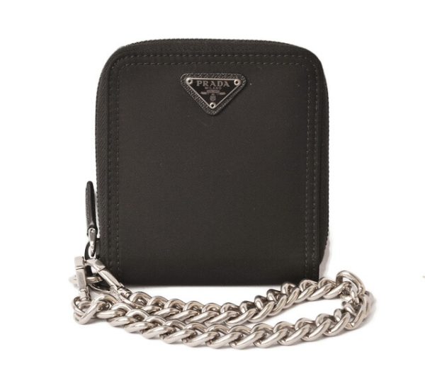 p 18 261 1 Prada Chain Wallet Folding Wallet Chain Tessuto Nero Black