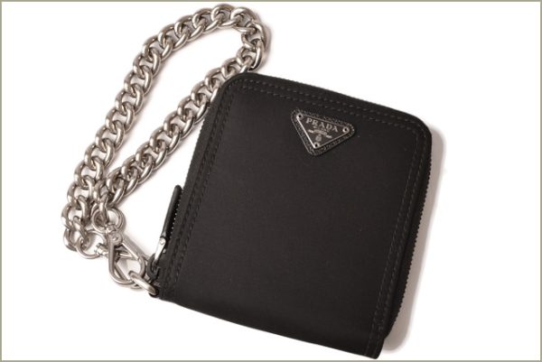 p 18 261 2 Prada Chain Wallet Folding Wallet Chain Tessuto Nero Black