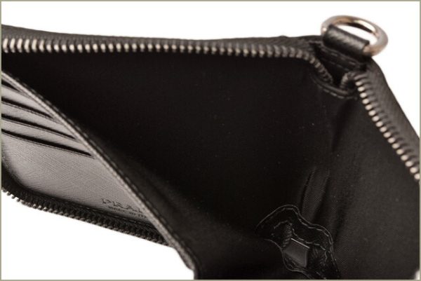 p 18 261 5 Prada Chain Wallet Folding Wallet Tessuto Black