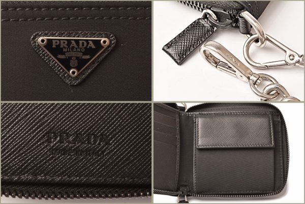 p 18 261 6 Prada Chain Wallet Folding Wallet Chain Tessuto Nero Black