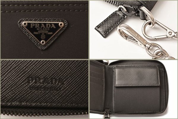 p 18 261 6 Prada Chain Wallet Folding Wallet Tessuto Black