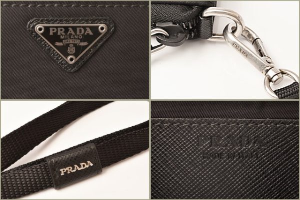 p 18 267 4 Prada Coin Case Mini Pouch Neck Strap Tessuto Nero