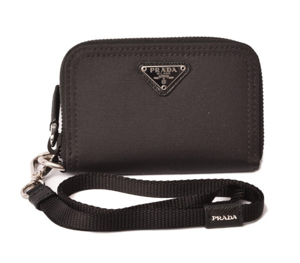 p 18 268 1 Prada Coin Case Mini Pouch Neck Strap Tessuto Black