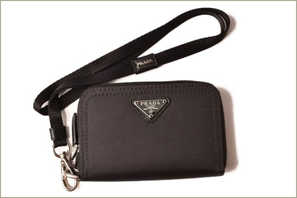 p 18 268 2 Prada Coin Case Mini Pouch Neck Strap Tessuto Black