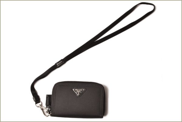 p 18 268 5 Prada Coin Case Mini Pouch Neck Strap Tessuto Black